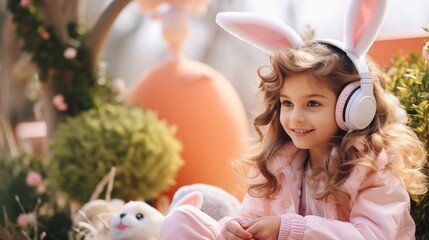 little girl with Easter bunny ears