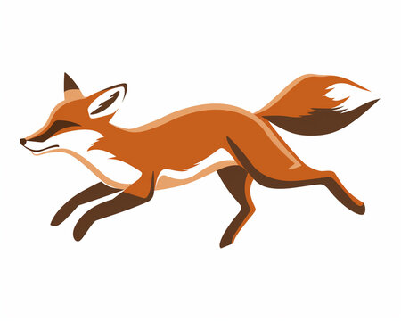 Stylized Illustration of a Charming Brown Fox Jumping on a White Background for Company Logo