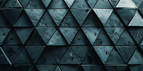 Obraz premium Futuristic wall with triangle shaped black-green tiles