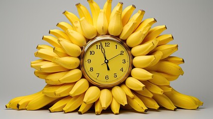 Banana clock concept. Generative AI - obrazy, fototapety, plakaty