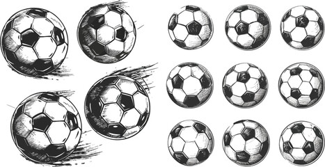 Naklejka premium European sport and fast motion black and white ball vector illustration set
