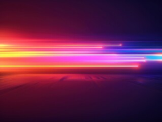 Realistic colorful neon lines movement speeding