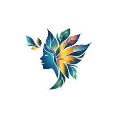Obraz premium girl with leaf on transparent background. Wellness healthy concept