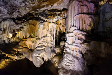  Exploring beautiful Postojna cave in Slovenia the most visited european cave. Thousands of stalagmites and stalactites