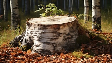 Obraz premium Fallen birch-tree. Generative AI