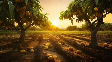 Keuken spatwand met foto Mango farm gardening tree cultivation with tropical fruits © Anas