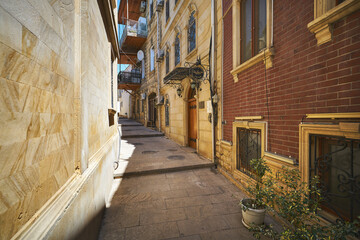 Narrow street in Old city of Baku