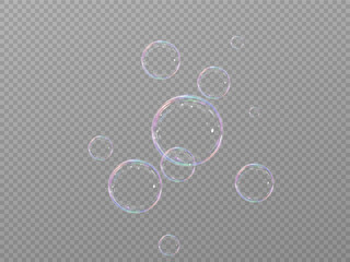 	
Realistic soap bubbles.Flying bubbles on a transparent background.	
