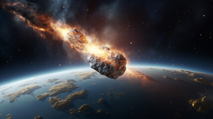 Meteor glowing as it enters the Earths atmosphere