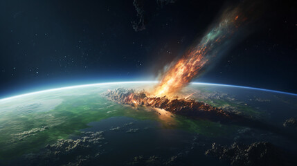 Meteor glowing as it enters the Earths atmosphere - obrazy, fototapety, plakaty