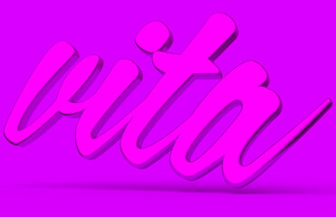 Abstract vita 3D rendering pink lettering, purple pink background with pink font, backdrop, Virtual dynamic landscape, Fantastic panoramic wallpaper, Texture concept