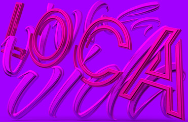 Abstract &ldquo;viva la vida loca&rdquo; 3D rendering pink violet lettering, purple background with pink purple lettering, backdrop, Virtual dynamic landscape, Fantastic panoramic wallpaper, Texture concept