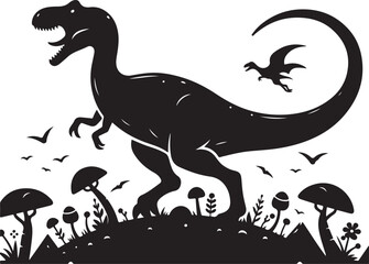 Dinosaur silhouette Vector Illustration Vintage Style