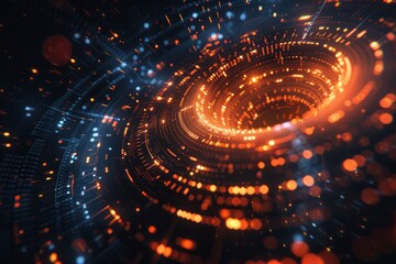 Colorful HUD Circle interface line abstract futuristic technology background. Generative AI