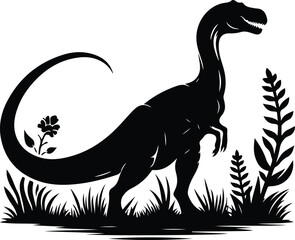 Dinosaur silhouette Vector Illustration Vintage Style