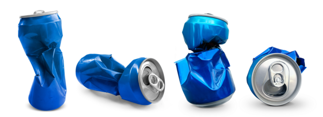 Compressed cans, transparent background