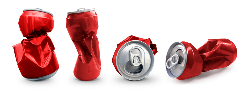 Compressed cans, transparent background