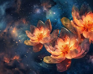 Glowing petals against a canvas of the night sky