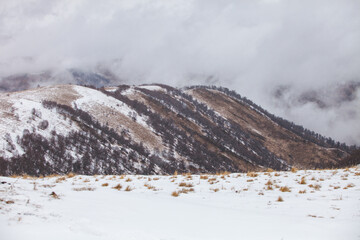 Karachay-Cherkessia, Russia. Caucasus Mountains winter landscape - 756288360
