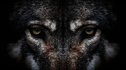 Foto op Canvas Close up on a wolf eyes on black  © PSCL RDL