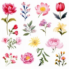 Elegant watercolor flower designs - obrazy, fototapety, plakaty