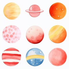 Watercolor celestial bodies sun