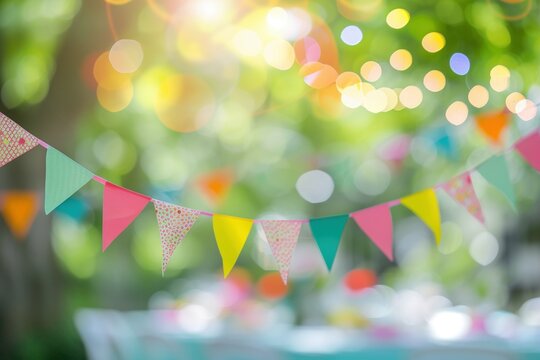 Selbst gebastelte Girlanden, Partydekoration mit Bokeh Hintergrund 