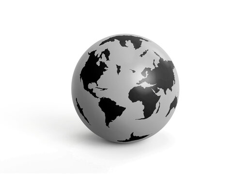 Earth globe icons. 3D render, transparent background