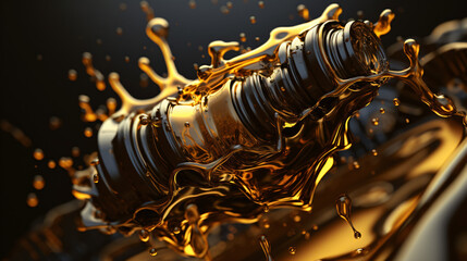 Oil wave splashing in Car engine with lubricant oil.  - obrazy, fototapety, plakaty