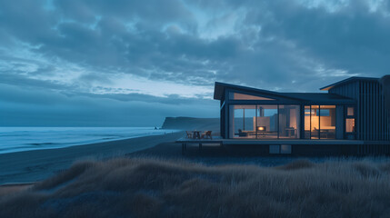 Villa in beautiful scenery and environment. Futuristic  Glass House.