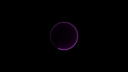 Blue color circle neon light in rotation glowing illustration. Black background 4k illustration. 