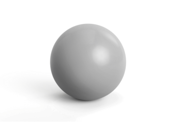 Gray sphere with shadow, transparent background