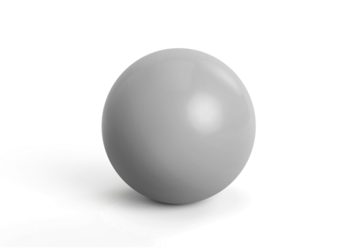 Gray sphere with shadow, transparent background
