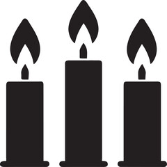 christmas candles with leaves, pictogram