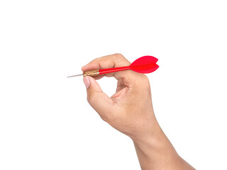 hand holding darts arrow, transparent background