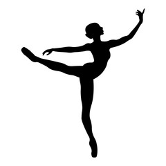 Fototapeta na wymiar Ballerina silhouette. Realistic dancer in pointe shoes and tutu. Vector illustration.
