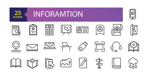Inforamtion line icons related to data exchange, traffic, files, cloud, server. Outline Icons For Web and Mobile.