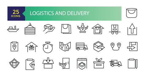 Fototapeta na wymiar Logistics and Delivery Simple Set of Delivery Related Vector Line Icons. Contains such Icons as Priority Shipping, Express Delivery, Tracking Order and more.