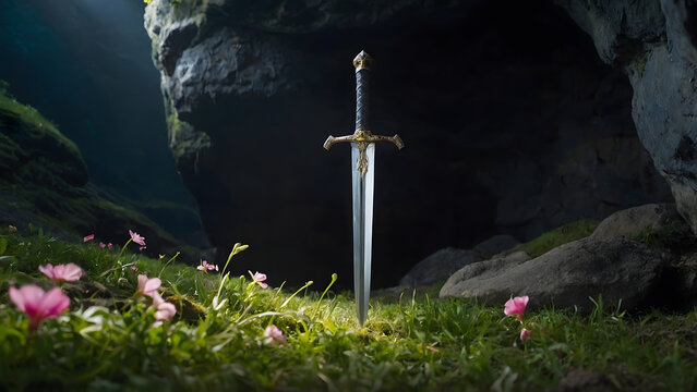 The Sword of Righteousness is stuck in the cave awaiting its rightful owner
