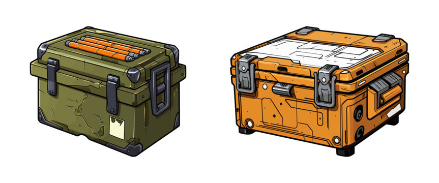 Cartoon Ammo box. Vector Illustration