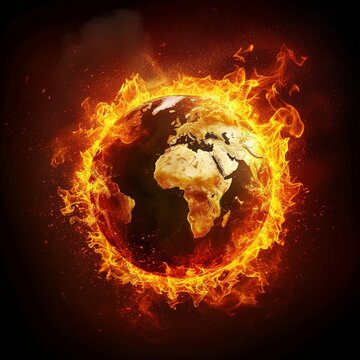 Brennende Erde, symbolisch f&uuml;r den Klimawandel 