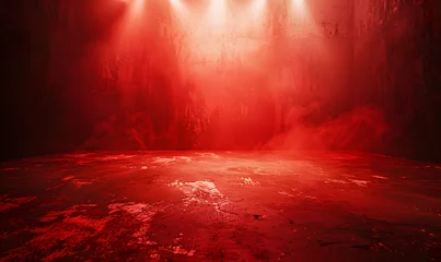 Fotobehang dynamic red gritty spotlight stage design, wwe style edged background, Generative AI  © simba kim