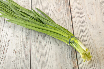 Raw young green onion heap