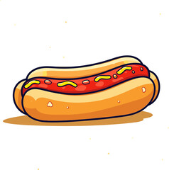 Cute Hotdog Vector Cartoon
