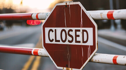 Close-up of closed sign on a street