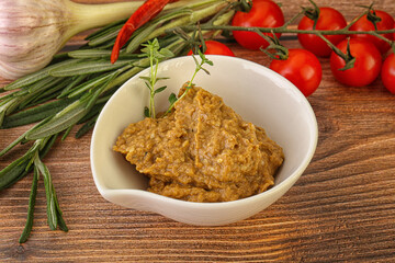 Jewish eggplant dip with oil