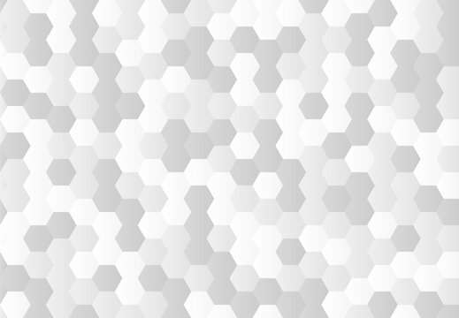 六角形が並ぶ幾何学的な背景　白とグレーのモザイク柄