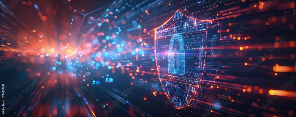 Wall mural encryption cyber security and data protection, network security, protect financial transaction data,
