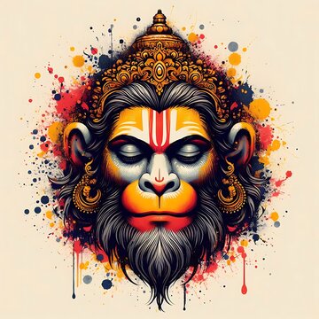 Lord Hanuman for hanuman Jayanti in Paint Splatters Style
