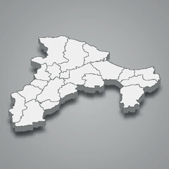 3d isometric map of Bejaia is a region of Algeria